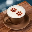 Tasse-zwei-Pfoten.jpg Stencil for latte or cappuccino, motif: Double paw