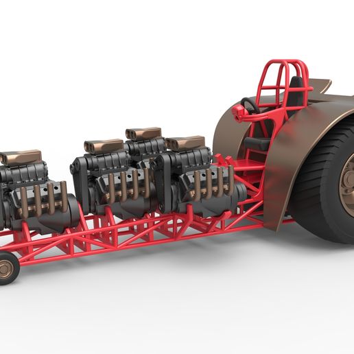 Pulling tractor with 4 engines V8 Version 5 (1:25 Scale)