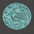 Japanese-Pelican-Medalion.png Japanese Pelican Relief Carving Medalion  | CNC RELIEF 3D CARVING