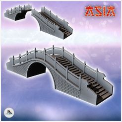 1-PREM.jpg STL file Asian brick bridge with wooden railing and stair steps (4) - Asian Asia Oriental Angkor Ninja Traditionnal RPG Mini・3D printing design to download