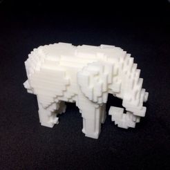 Pixel-Elephant-3D-1.jpg Free STL file Voxel Elephant・Model to download and 3D print