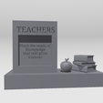 Shapr-Image-2024-02-19-174401.png Teachers plaque gift with books and apple figurine, motivational quote