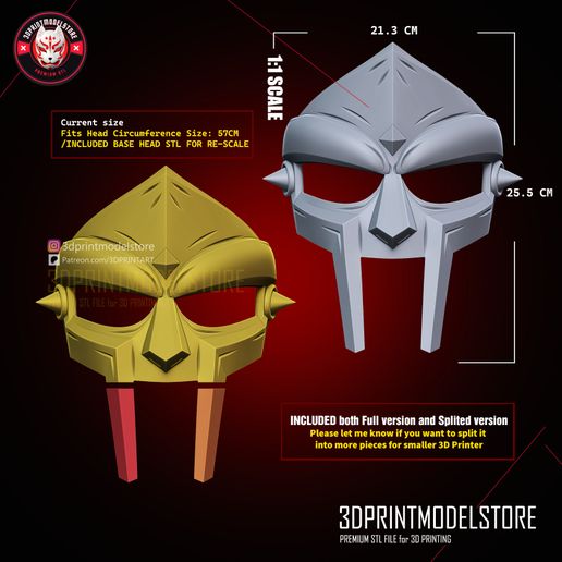 MF_Doom_Mask_Halloween_Cosplay_Props_3D_Print_Model_Store_STL_File_09.jpg MF Doom Mask Metal Face Gladiator Cosplay, Halloween, Props