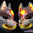 Kitsune_Fox_Mask_3D_print_file_014.jpg Japanese Fox Mask Demon Kitsune Cosplay Mask, Helmet 3D Print Model