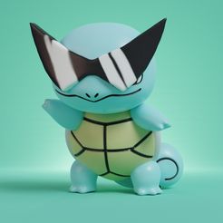 chibi-glass-render.jpg Free STL file Chibi Pokemon - Squirtle Squad Leader・3D printing idea to download