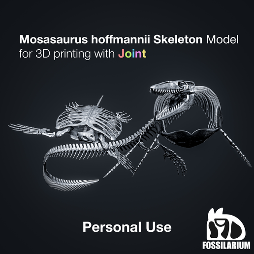 Mosasaurus hoffmannii Skeleton Model for 3D Printing with joints (For Personal Use)
