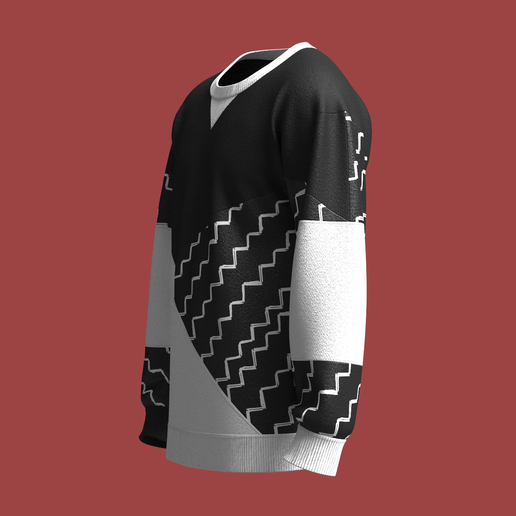 Men-Cut-And-Sew-Printed-Sweatshirt_5.png Hombres Cut And Sew Sudadera Impresa | Marvelous / Clo3d / obj / fbx