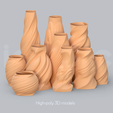 H_All_Renders_2.png Niedwica Vase Set | 3D printing vase | 3D model | STL files | Home decor | 3D vases | Modern vases | Floor vase | 3D printing | vase mode | STL Vase Collection