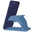 Dolphin_PS_Solid_Hollow_06.png Dolphin and Penquin Shape Phone Stand Bundle, Hollow and Solid version, 4 STL's - Instant Download - No Supports Needed