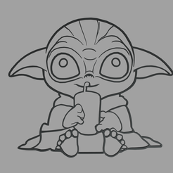 Baby_Yoda_Silhouette_01_Render_01.png Fichier STL Baby Yoda Silhouette Wall・Design imprimable en 3D à télécharger