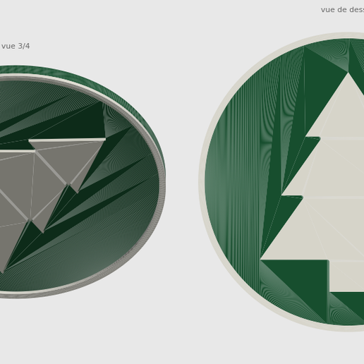 Christmas tree coaster 95 mm, raised fir tree with rim