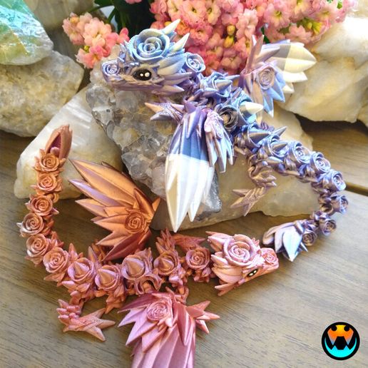 Baby Rosewing Dragon, CINDERWING3D, ARTICULATING FLEXI WIGGLE PET, PRINT IN PLACE, FANTASY
