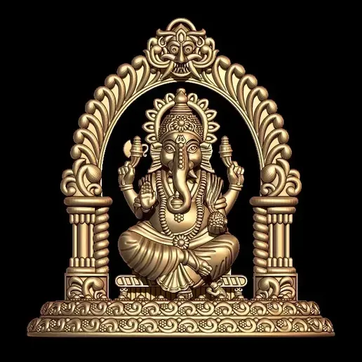 Lord Ganesha with Divine Arch (Prabhavali) - Solid STL File Version 2