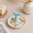 10.png Mermaid Tail Ring Holder | Coastal Jewelry Dish | Beach Decor Organizer | Ocean Trinket Tray | 3D Printable STL