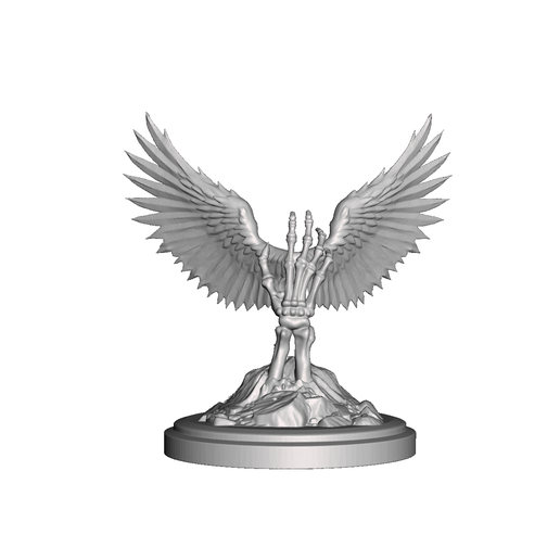 b14 skeletal hand with angel wings as a dart holder