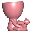 Robercat_3.png Free STL file Robert Planter Vase with Cat Pet N ° 111・3D printable design to download