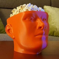 headBowl3.jpg Free STL file Binge Watcher's Popcorn Bowl・3D printable model to download, ecoiras