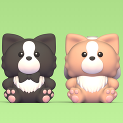 Cod306-Border-Collie-Dog-Wedding-1.png Fichier 3D Mariage d'un chien border collie・Design imprimable en 3D à télécharger