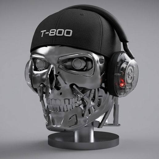 Terminator T-800 Head: Holder for Headphones, Cap, Helmet, etc.