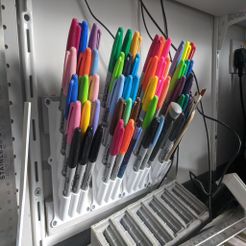 PenHolders.jpg Free STL file Pen / Sharpie holder for 15 items・3D printable design to download