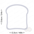 bread_slice~5in-cm-inch-top.png Bread Slice Cookie Cutter 5in / 12.7cm