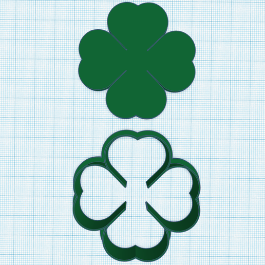 Love and Luck Symbol, clover cutter, Shamrocks, four leaf cutter, St. Patricks Day stamp, Cookie cutter, Polymer Clay Cutter, earrings 3D model