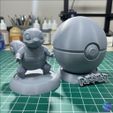 00.jpg Squirtle & Pokeball Display Stand 3D Print Model STL - Conjunto detalhado de várias peças