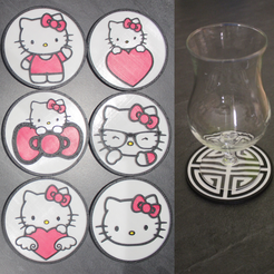 11.png STL-Datei 6 Hello Kitty Coaster・Vorlage für 3D-Druck zum herunterladen