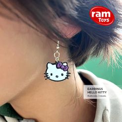 001.jpg Archivo STL EARRINGS Multicolor - Hello Kitty & WhatsApp・Objeto para impresora 3D para descargar