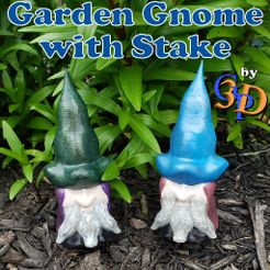 Garden-Gnome-IMG.jpg Fichier STL Gnome de la forêt avec piquet pour jardin, bacs à plantes et jardinières・Plan pour impression 3D à télécharger
