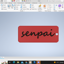 DB-BAS- © - @%-H- 2 @ Generic = > @ MiLightRed ~ @ @ fe Part2 3D Model Sketch Annotate Inspect Tools CAM Manage View Environments Get Started Collaborate. > GD Gomes Emboss Dec o) Q chamfer B thread S spit wo Set Eade Revohe Lett Derive PYimpor T7Z 7 GJ shel yh Combine (Direct a 20 Sketch” Soll Rib HH Unwrap (W draft GF Thicken/ Offset Ht Delete Face Generator Sketch Create Modify ~ Explore Mol X + QE J part J) Solid Bodies(1) if View: Master origin = Blexvusiont Sketch seth Orit: Oraetz 2) Enbosst ee sketcha Qendofrart o + Search Help & Commands. jm | lax Point Plane ote, ucs Work Features md a Pattern Za @ Face ®. Create Freeform 1°C Ginesli Q@ nri2brh345 as a ew Surface aad Stress Analysis Simulation Q- o B f&, | Convert to Sheet Metal Convert FEET Eee STL file anime senpai keychain or earring cosplay・3D printing design to download