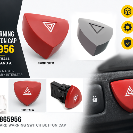 OEM 93865956 Opel Vauxhall Vivaro A Movano A Hazard Warning Switch Button – Renault Trafic Master Nissan Primastar Interstar | STL 3D Print