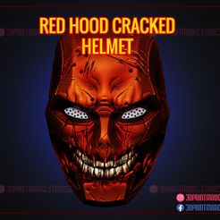Red_Hood_Cracked_Helmet_Jason_Todd_01.jpg Archivo 3D Casco de Capucha Roja - Jason Todd Red Hood Cracked Helmet Cosplay・Diseño para descargar y imprimir en 3D
