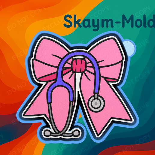 🎀🩺 Doc Bow Mold – Freshie, Ornament, Resin & Candle Mold 🩺🎀 3D model
