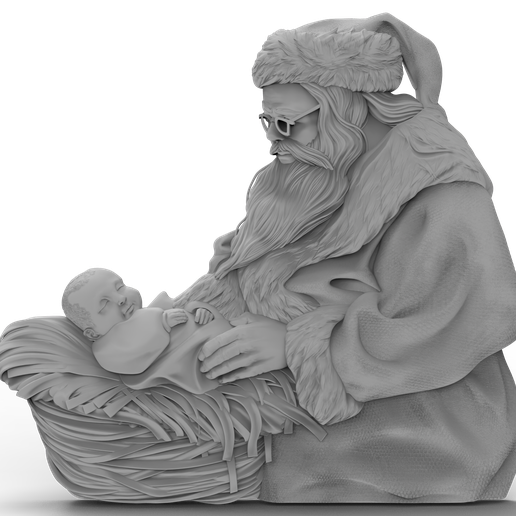 3D Model STL File for CNC Router/Laser & 3D Printer Santa and Baby 3D model