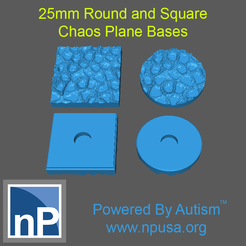 Chaos_Plane_25mm.png Free STL file 25mm Round and Square Chaos Plane or Alien World Bases・3D printable design to download