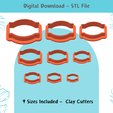 Plaque-Retro-Shape-clay-cutter.png Plaque Retro Shape 02 Cutter for Polymer Clay | Digital STL File | Clay Tools | 9 Sizes Clay Cutters