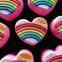 rainbowheartsample.jpg Bath Bomb Mold Hybrid Rainbow Heart