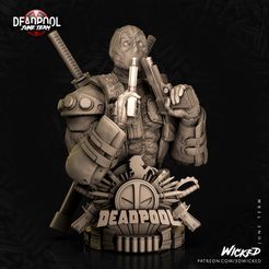 01.jpg Archivo 3D Wicked Marvel Deadpool Bust: Tested and ready for 3d printing・Modelo para descargar e imprimir en 3D