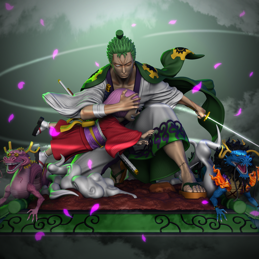 STL file Zoro And Toko - One Piece 3D 🐉 (OBJ)・Template to