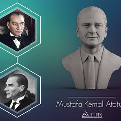 01.jpg STL file Mustafa Kemal Ataturk 3D sculpture 3D print model・3D printable model to download