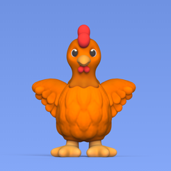 Cod226-Open-Wings-Chicken-1.png 3D file Open Wings Chicken・3D printable design to download