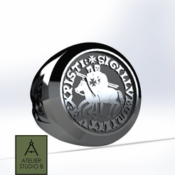 HD_Chevalière-Sceaux-Templier.png Archivo STL gratis Sello templario Anillo de sello・Plan para descargar y imprimir en 3D