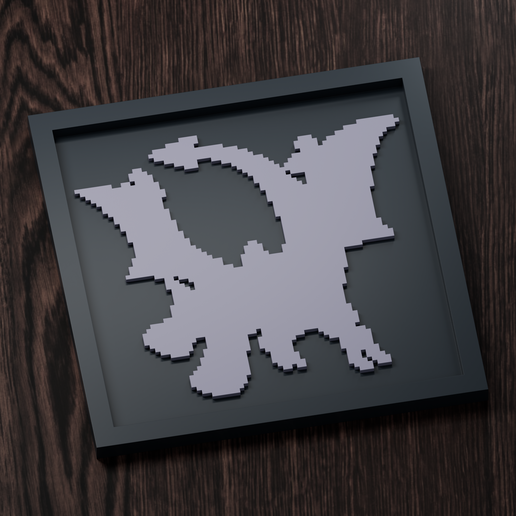 Aerodactyl - Pokemon Silhouette Frame | Gen 4 sprite style | STL