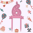 6-party2.png Number Party - Cake Topper (Birthday Numbers)