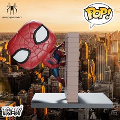 spidermantobey.jpg STL-Datei Funko Pop Spiderman Tobey Maguire an der Wand mit Montage・3D-Druckvorlage zum Herunterladen