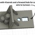 1_-_Wall-4_barrels-Hole.jpg Deck with a wall and 4 barrels on it for switch machine --- N Scale