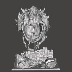 1.jpg STL file CACODEMON - DOOM ETERNAL Dynamic pose with base for LED - STL for 3D printing・3D print model to download