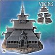 3.jpg Large Scandinavian stave church with bell tower and gable roof (Borgund stavkyrkje inspired) (15) - North Northern Norse Nordic Saga 28mm 15mm Medieval Dark Age