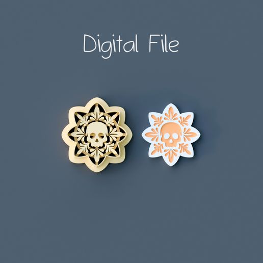 Floral Skull Clay Cutter